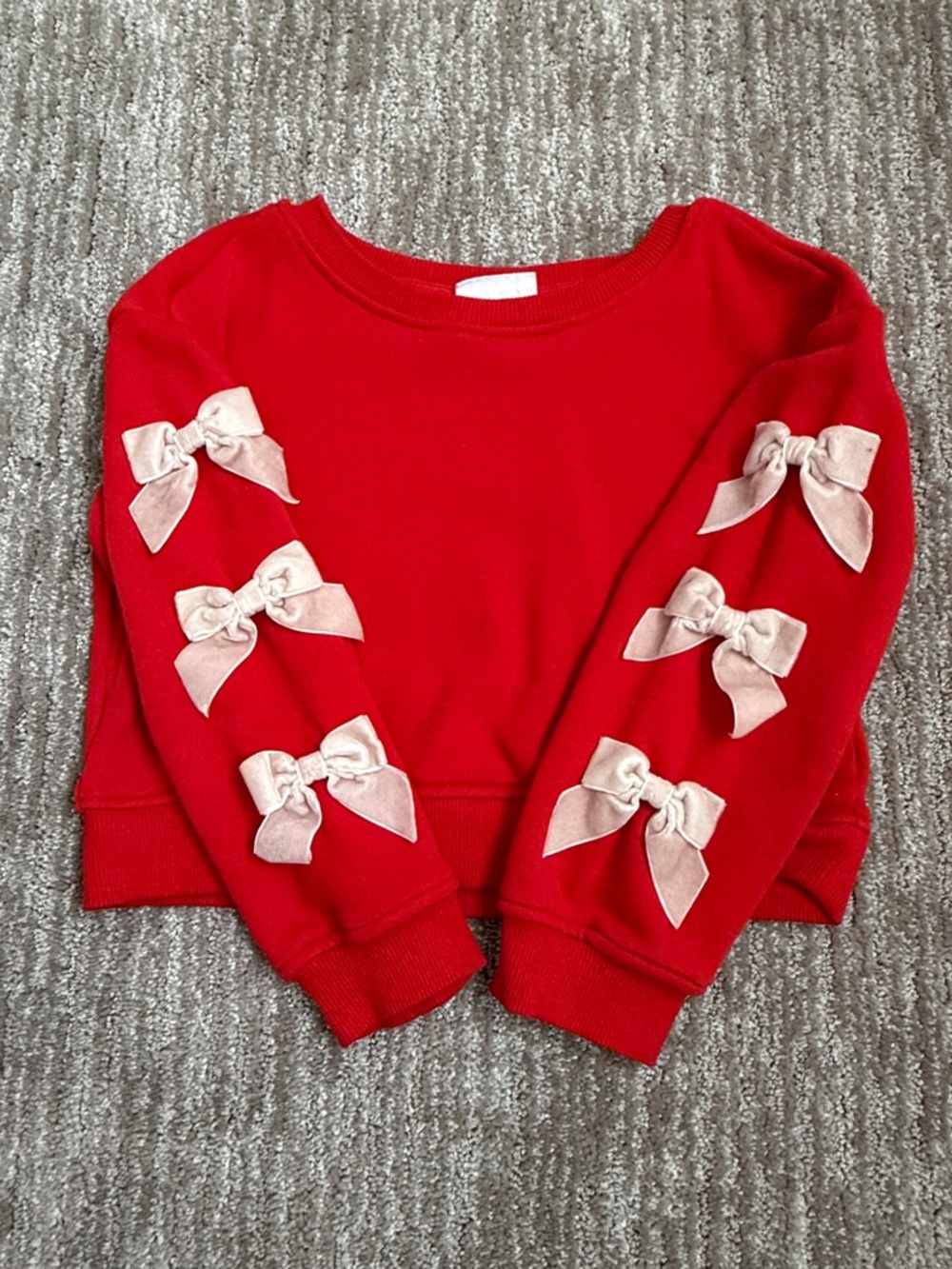 Kids Red Sweatshirt with Velvet Bows